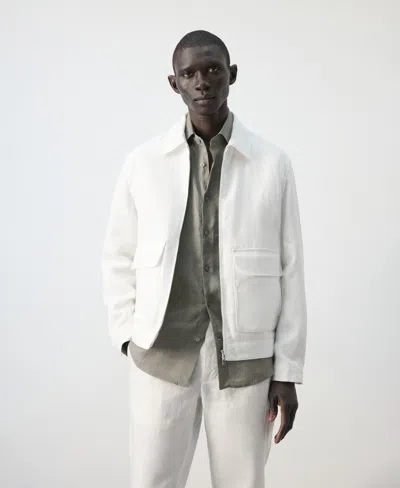 Mango Men's Pockets Jacket In White