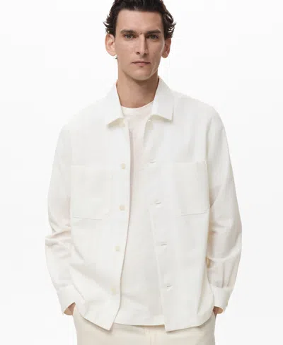 Mango Men's Pockets Linen Overshirt In Neutral
