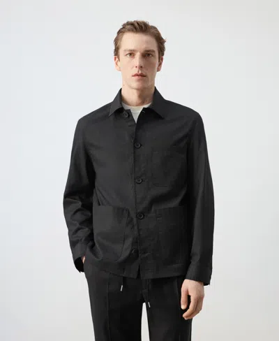 Mango Men's Pockets Lyocell Cotton Jacket In Black