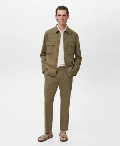 Mango Men's Pockets Lyocell Cotton Jacket In Green