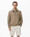 Mango Cotton Blend Zip Through Lightweight Jacket In Brown