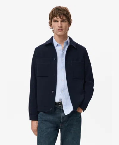 Mango Men's Pockets Wool-blend Jacket In Blue