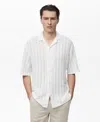 Mango Men's Pointelle Detail Knitted Shirt In White