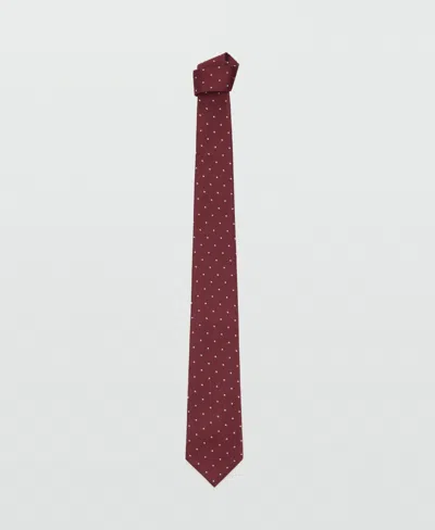 Mango Men's Polka-dot Silk Tie In Burgundy