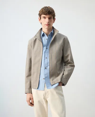 Mango Men's Prince Of Wales Check Zip-up Jacket In Multi