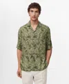 Mango Men's Printed Bowling Shirt In Green