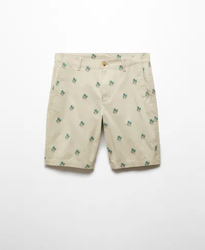 Mango Men's Printed Cotton Bermuda Shorts In Sand