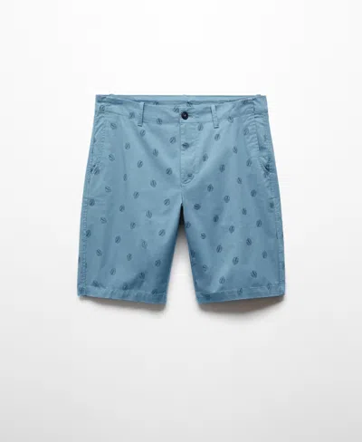 Mango Men's Printed Cotton Bermuda Shorts In Sky Blue