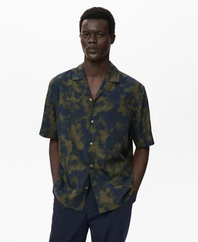 Mango Men's Printed Fluid Regular-fit Shirt In Green