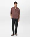 Mango Print Regular Fit Short Sleeve Button-up Camp Shirt In Red