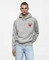 Mango Jersey Graphic Hoodie In Light Heather Gray
