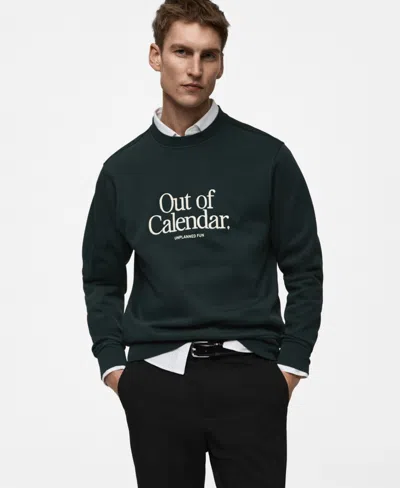 Mango Men's Printed Graphic Sweatshirt In Green
