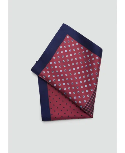 Mango Men's Printed Silk Pocket Square In Burgundy