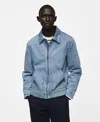 Mango Lined Zip Denim Jacket In Medium Blue