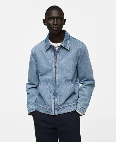 MANGO MEN'S QUILTED DENIM JACKET