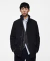 Mango Navy Hooded Wool Blend Car Coat In Dark Navy
