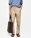 Mango Regular-fit 100% Cotton Trousers In Beige