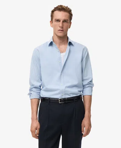 Mango Men's Regular Cotton Shirt In Blue
