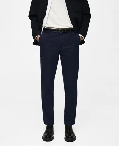 Mango Men's Regular-fit Canvas Cotton Trousers In Indigo Blue