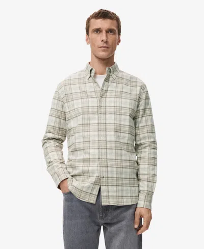Mango Men's Regular-fit Check Flannel Shirt In Green
