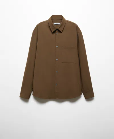 Mango Men's Regular-fit Chest Pocket Shirt In Brown