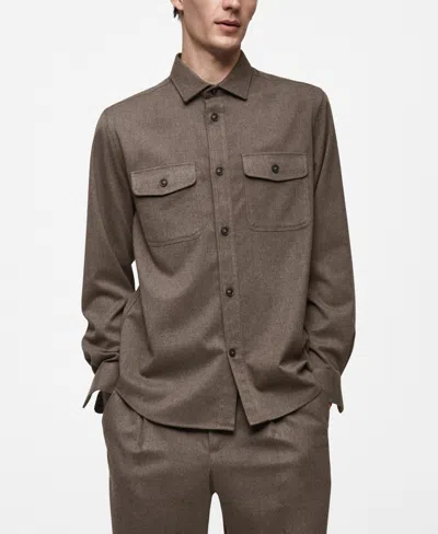Mango Regular Fit Chest Pocket Button-up Shirt In Mink Grey