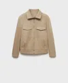 Mango Relaxed Fit Cotton Blend Jacket In Neutral