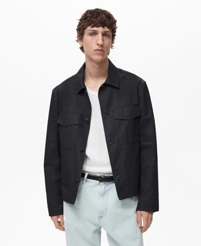 Mango Men's Regular-fit Cotton Overshirt In Black