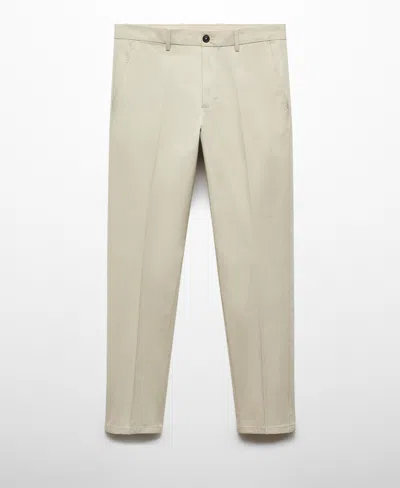 Mango Men's Regular-fit Cotton Pants In Light,pastel Grey