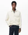 Mango Regular Fit Polo Sweatshirt In Off White