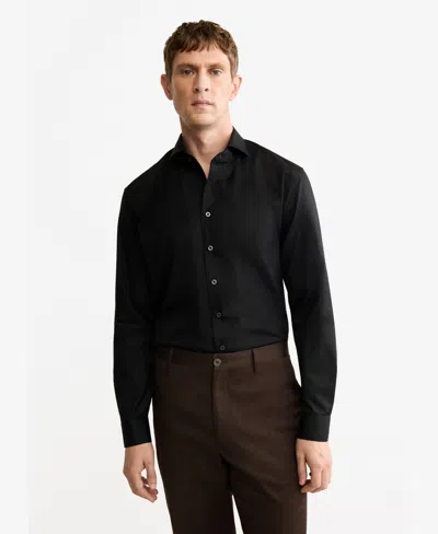 Mango Men's Regular-fit Cotton Shirt In Black