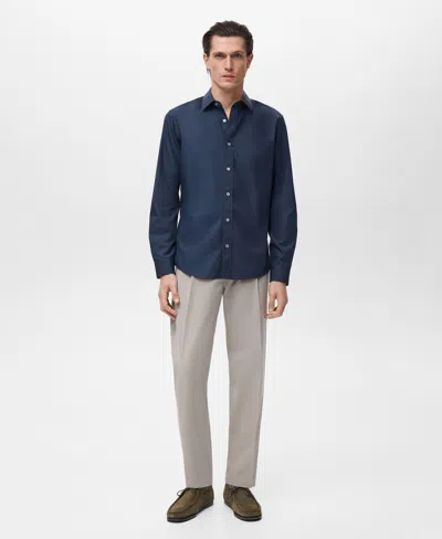 Mango Men's Regular-fit Cotton Shirt In Blue