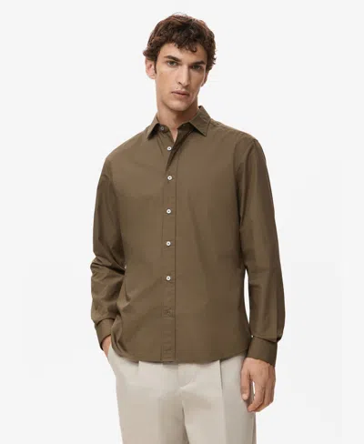 Mango Men's Regular-fit Cotton Shirt In Brown