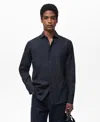 Mango Regular Fit Solid Cotton Button-up Shirt In Dark Navy