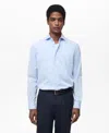 Mango Regular Fit Stripe Stretch Cotton Button-up Shirt In Sky Blue