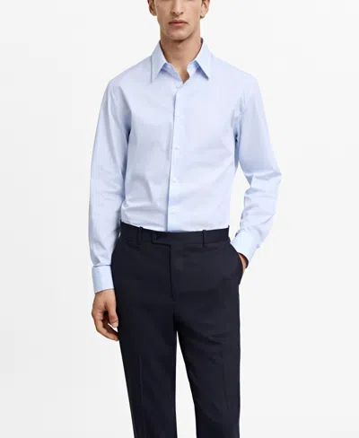 Mango Men's Regular-fit Cotton Striped Dress Shirt In Sky Blue