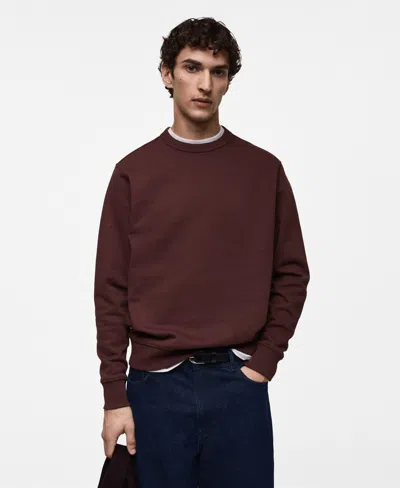Mango Men's Slim-fit Cotton-blend Sweatshirt In Burgundy