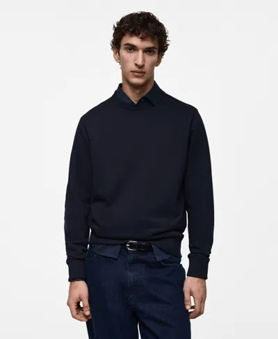 Mango Men's Slim-fit Cotton-blend Sweatshirt In Dark Navy