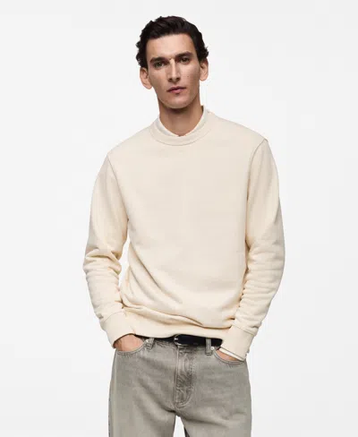 Mango Men's Slim-fit Cotton-blend Sweatshirt In Ecru
