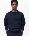 Mango Regular Fit Cotton Blend Crewneck Sweatshirt In Night Blue