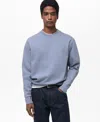 Mango Regular Fit Cotton Blend Crewneck Sweatshirt In Sky Blue