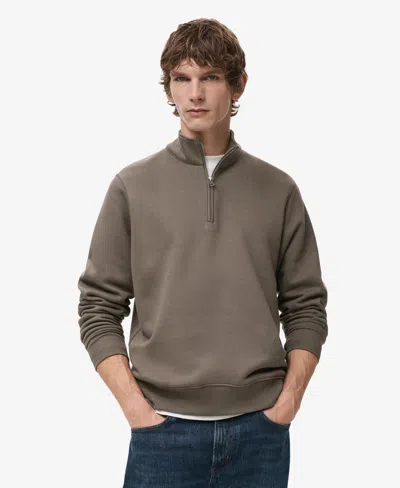 Mango Men's Regular-fit Cotton Zipper Sweatshirt In Brown