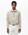 Mango Cotton Blend Half Zip Sweatshirt In Ice Gray
