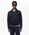 Mango Cotton Blend Half Zip Sweatshirt In Night Blue