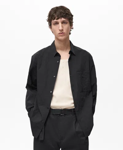 Mango Men's Regular-fit Creased-effect Shirt In Black