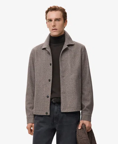 Mango Men's Regular Fit Flannel Overshirt In Gray