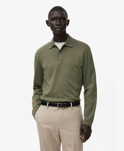 Mango Men's Regular-fit Knitted Polo Sweater In Green