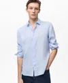 Mango Regular Fit Linen Button-up Shirt In Blue