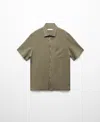 Mango Chemise Regular-fit Lin Manches Courtes In Khaki