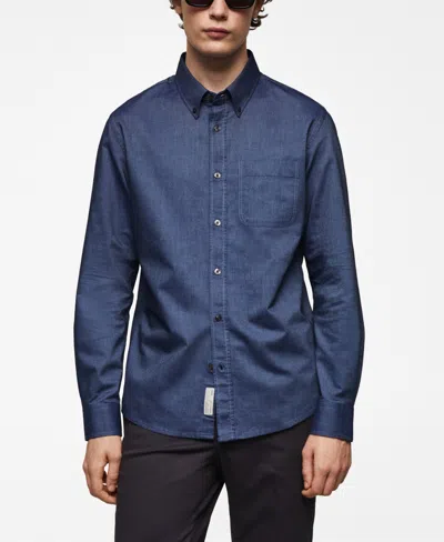 Mango Men's Regular Fit Oxford Cotton Shirt In Indigo Blue